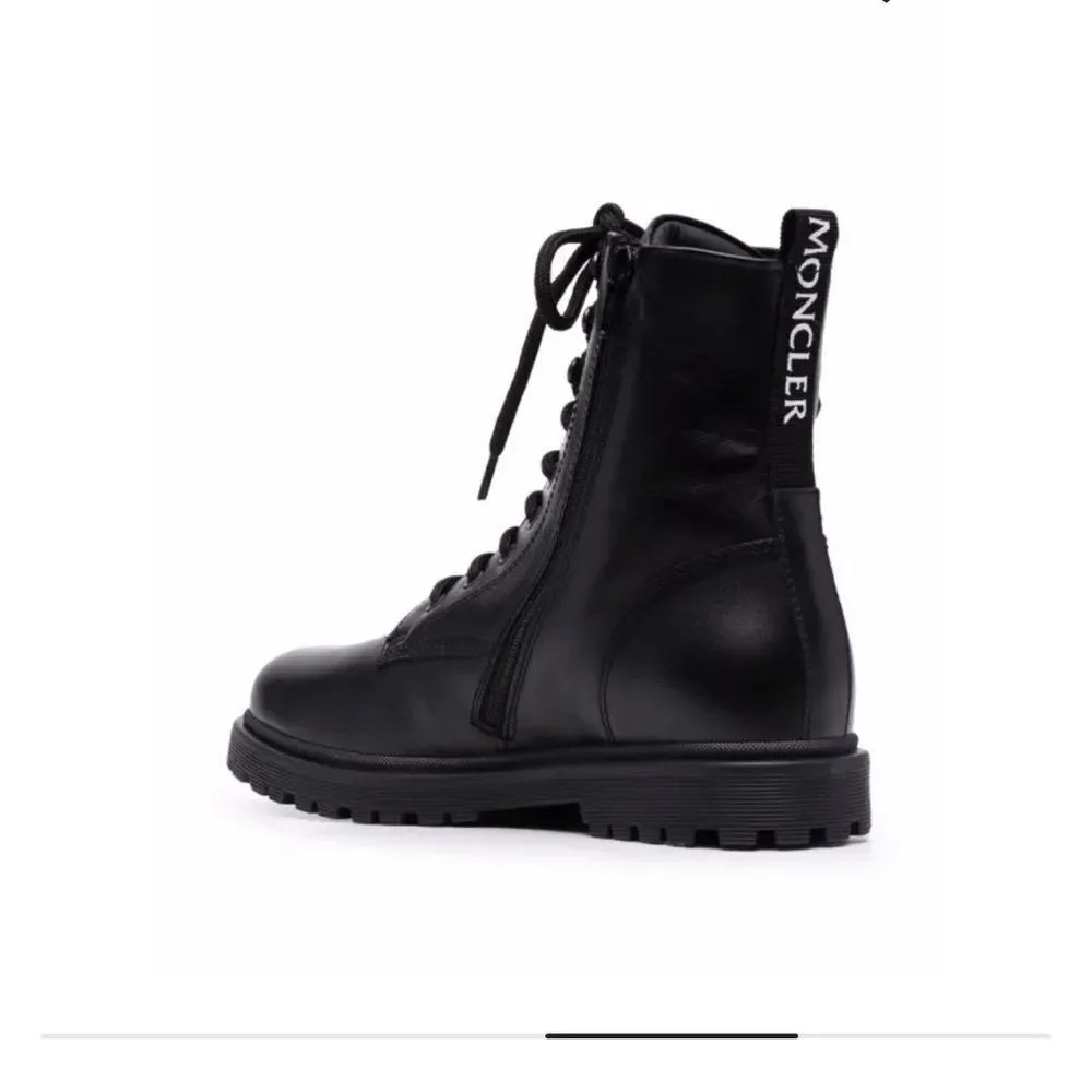 🔥Moncler Black Combat Boots with High-Top Design size 33 new in box